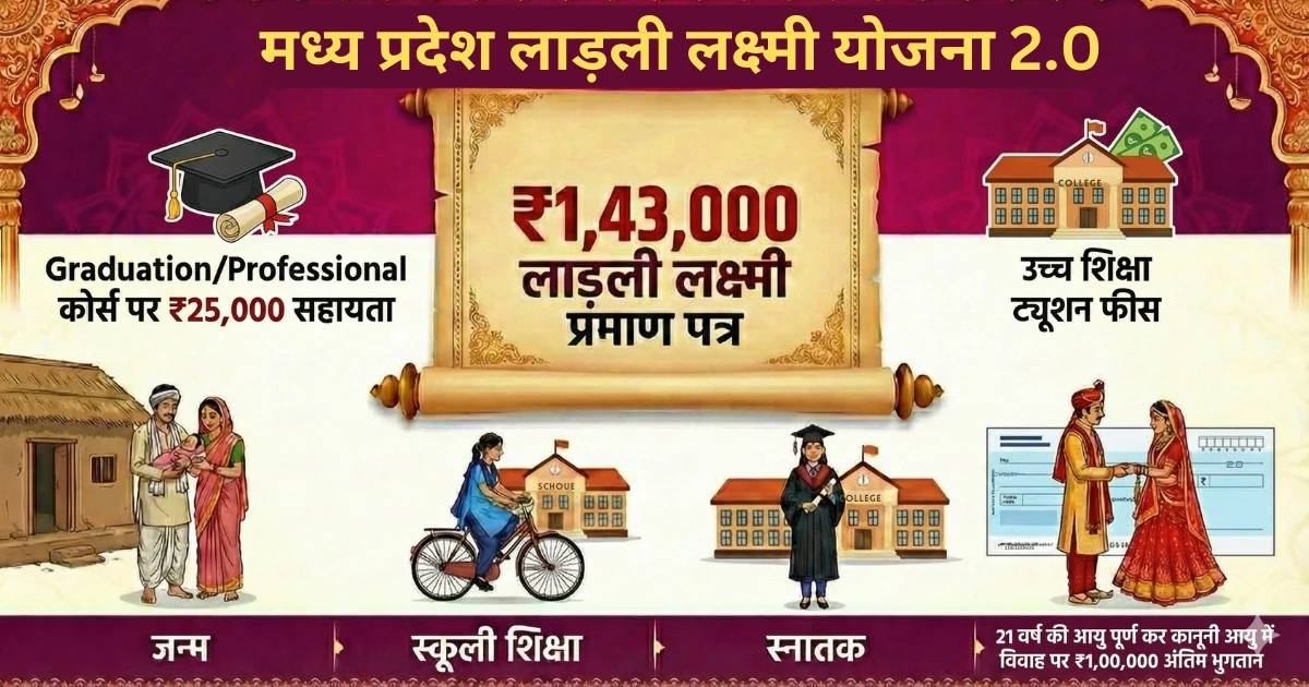 लाड़ली लक्ष्मी योजना 2.0 में ₹1,43,000 का लाभ कैसे लें ?