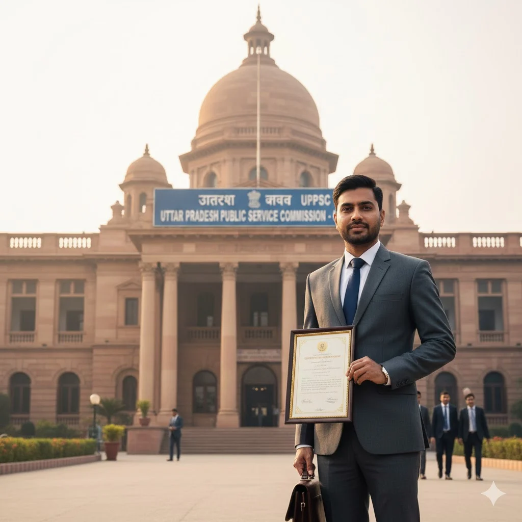 यूपी में 2026 में कौन सी भर्ती निकली है? 5 UPPSC भर्ती 2026 के तहत उत्तर प्रदेश लोक सेवा आयोग भवन के सामने प्रमाण पत्र के साथ अभ्यर्थी