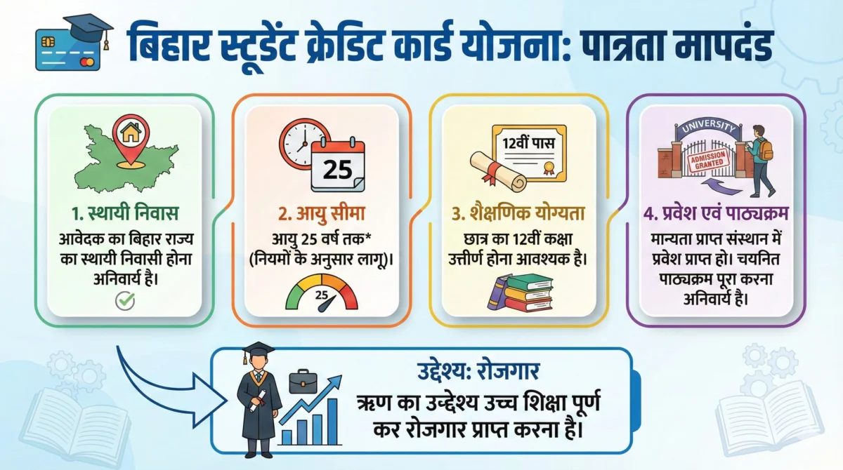 बिहार स्टूडेंट क्रेडिट कार्ड योजना के तहत ₹4 लाख का लोन 2 बिहार स्टूडेंट क्रेडिट कार्ड योजना के लिए कौन पात्र है?