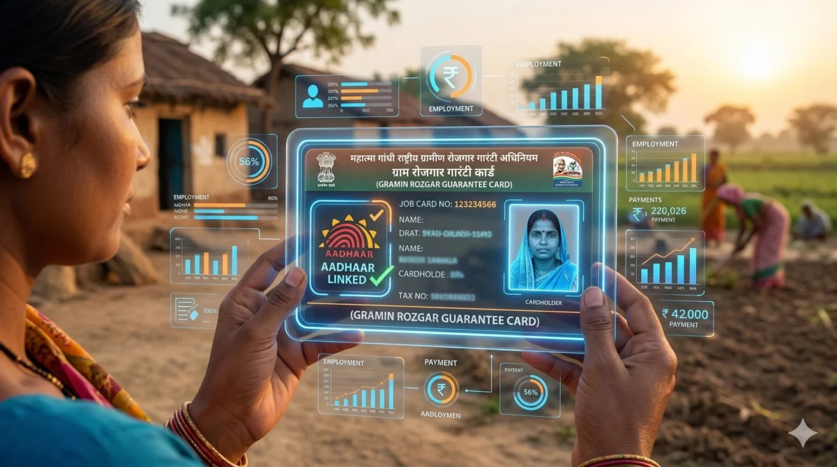 Ji RAM Ji Yojana Kya Hai 4 आधार से लिंक डिजिटल ग्रामीण रोजगार गारंटी कार्ड की झलक