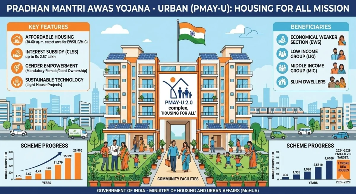 प्रधानमंत्री आवास योजना शहरी के तहत बनी किफायती आवासीय इमारत