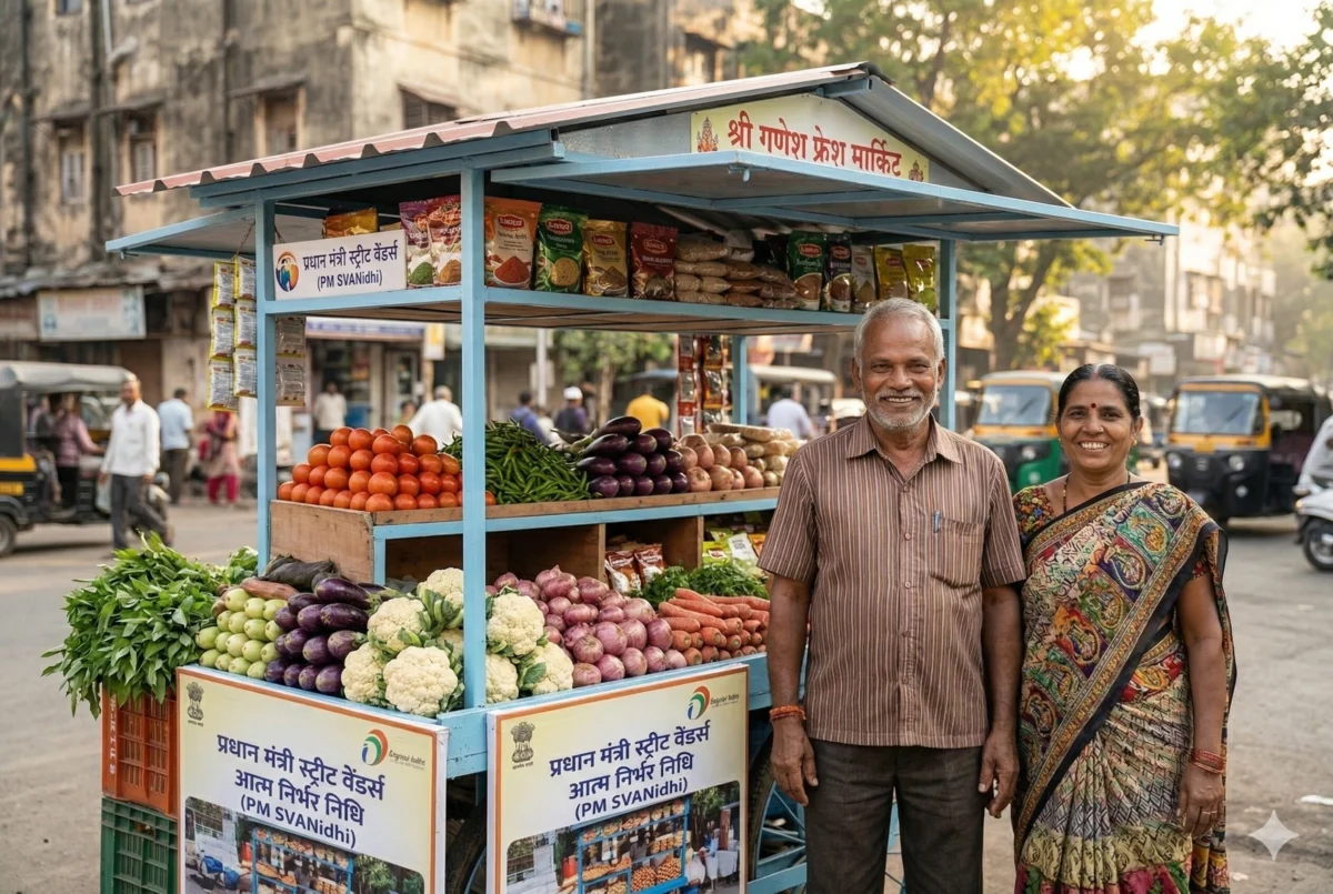 पीएम स्वनिधि योजना से आत्मनिर्भर बना खुशहाल भारतीय स्ट्रीट वेंडर दंपति