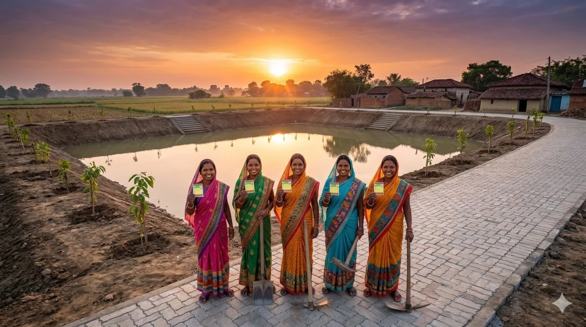 Ji RAM Ji Yojana Kya Hai 3 जी राम जी योजना में महिलाओं को स्पेशल ग्रामीण रोजगार गारंटी कार्ड मिलता हुआ